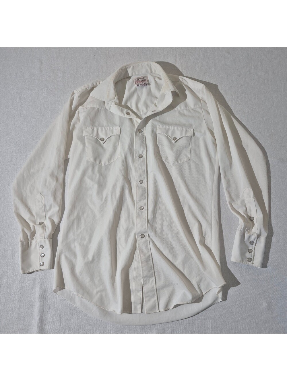Vintage H Bar C Ranchwear white L Large long sleeve western pearl snap shirt